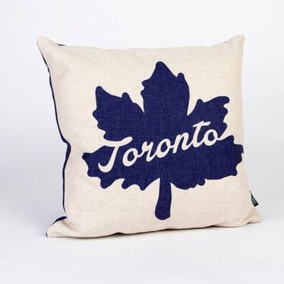Toronto Blue Maple Leaf Soft Burlap Throw Pillow Shell (Filling Not Included) - Picture 1 of 2